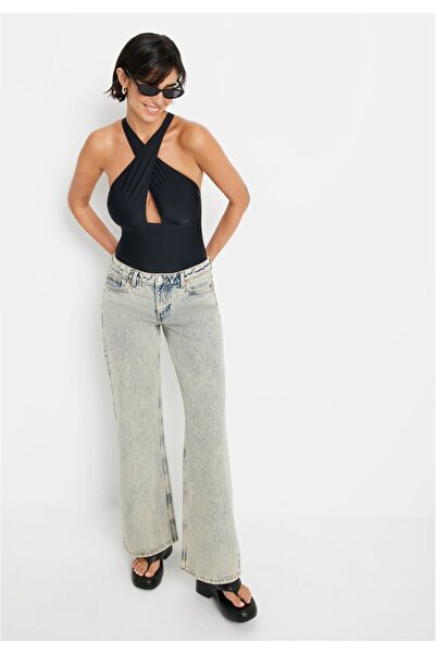 DEEP BEACH Μαύρο Halterneck Cross Tie Μαγιό Db 200567 μ