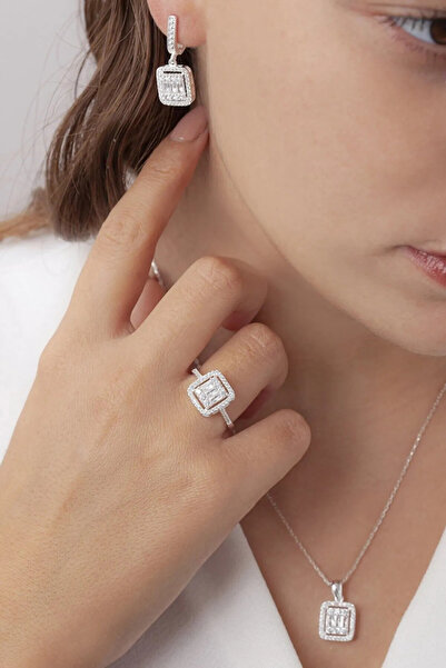 anadolusilver 925 Ayar Çizgili Baget Gümüş Set