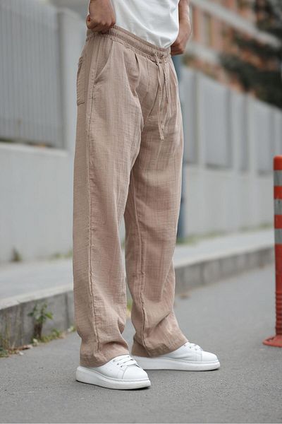 Madmext Ανδρικό παντελόνι Mink 100% Cotton Relaxed Cut E6562