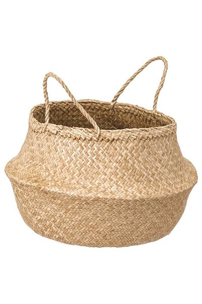 IKEA FLÅDIS Basket – 25 cm, Handwoven Seagrass Storage, Foldable Handles
