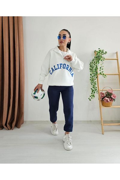 6 butik altı üstü butik Σετ αθλητικής φόρμας California Letter με βελούδινη λεπτομέρεια με φερμουάρ