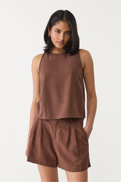 Stradivarius Flowing linen blend racerback top