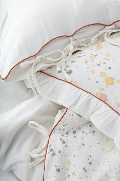 Ecocotton Ilya King Size Duvet Cover Set 100% Organic Cotton Muslin Cream 240x220 Cm