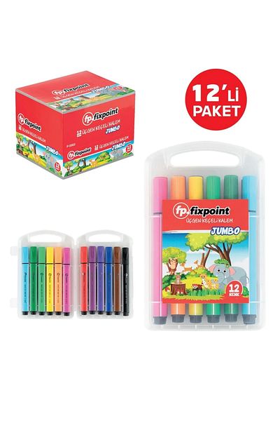 FixPoint Triangle Jumbo Felt Paint Marker Pen 12 Colors Vibrant Colors, in Front of You P- 5563
