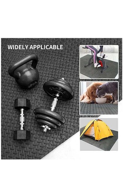 COOYA Exercise Floor Mat, Puzzle Mat, Non slip Rubber Cushion for Home Workout 60 x 60 cm, 6 Piece(Black)