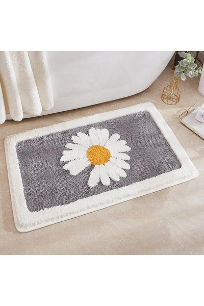 COOYA Bathroom Rug Mat, Extra Soft, Absorbent Microfiber, Non-Slip Plush Shaggy, 45x65cm(Gray)