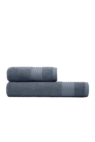 Ecocotton Σετ πετσετών μπάνιου Venus 2 τεμαχίων 100% οργανικό βαμβάκι με γραμμή μπορντούρα Navy Blue 50x90/80x150