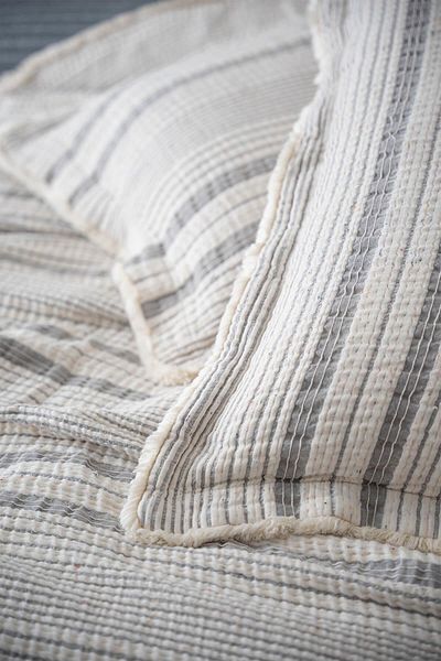 Ecocotton Hivda Double Bedspread - 100% Organic Cotton, Muslin Filled, Gray, 240x260 cm