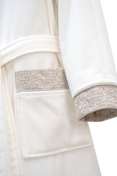 Ecocotton Ανδρικό μπουρνούζι Liva 100% οργανικό βαμβάκι κεντημένη κρέμα