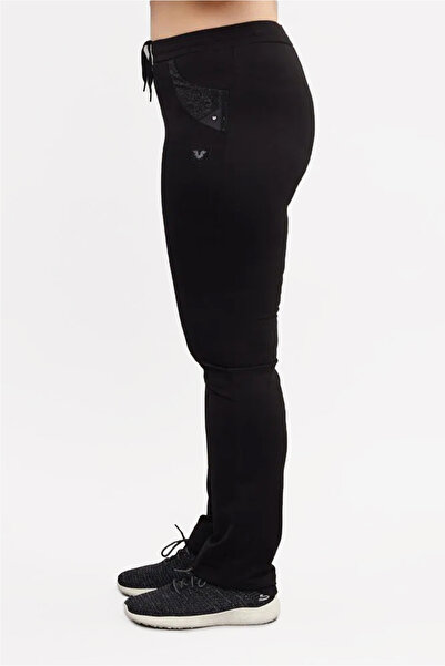 bilcee Γυναικείο μαύρο παντελόνι μεγάλου μεγέθους, υφαντό με λεπτομέρεια τσέπης, βαμβακερό πολυ, αθλητικό παντελόνι 6588