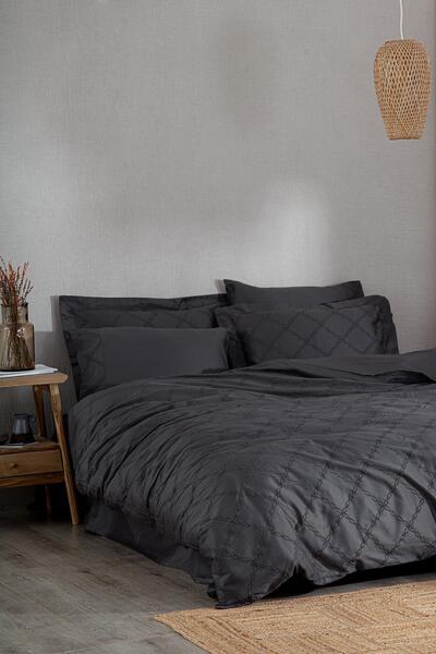 Ecocotton Mahfer Battal Boy Nevresim Takımı %100 Organik Pamuk Saten Brodeli ...