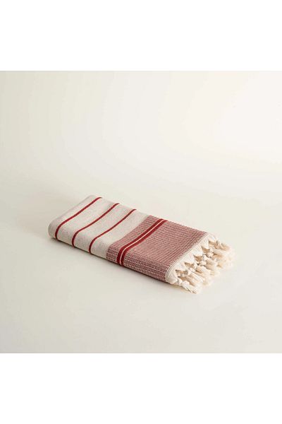 Ecocotton Arden Hand Face Towel 100% Organic Cotton Blended Hemp Towel Red-beige 50x80 Cm