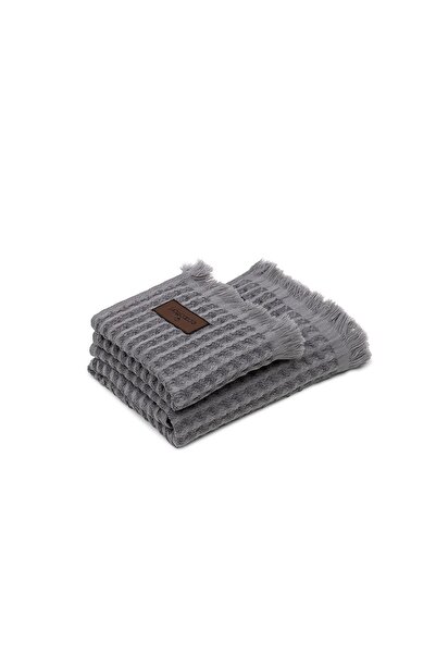 Ecocotton 100% органічна бавовняна вафельна рушник Pik Havlu, набір 2 штук, антрацит, 30*50-50x90