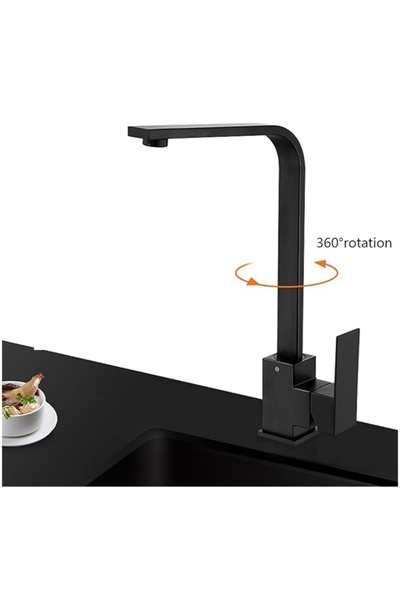 yediyapı Square Black Kitchen Sink Faucet