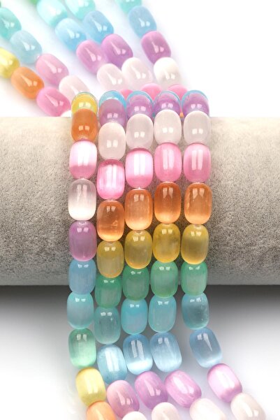 Alibaba Doğaltaş Renkli Selenit Doğal Taş Dizi 8 x 12 mm Boru Kesim