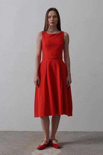 leyla sanat sanata yeni bir bakış açısı Leyla Art a New Perspective on Art Double Sleeveless Dress - Red