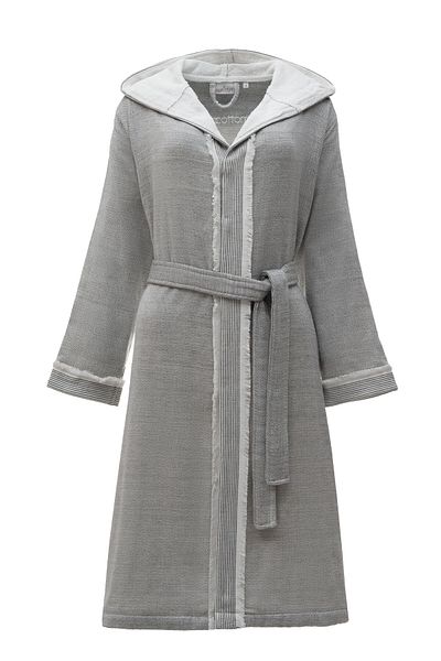 Ecocotton Hasna Γυναικείο Μπουρνούζι 100% Οργανικό Βαμβάκι Λινό Μελανζέ Ανθρακί