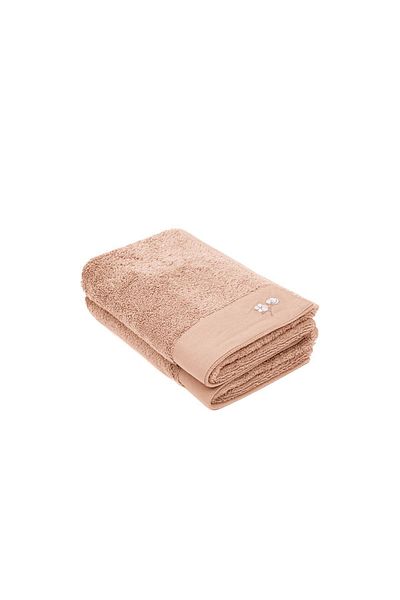 Ecocotton Σετ πετσετών χεριών από καθαρό βαμβάκι 2 τεμαχίων 100% οργανικό βαμβάκι με κεντημένο καφέ 30x50 cm