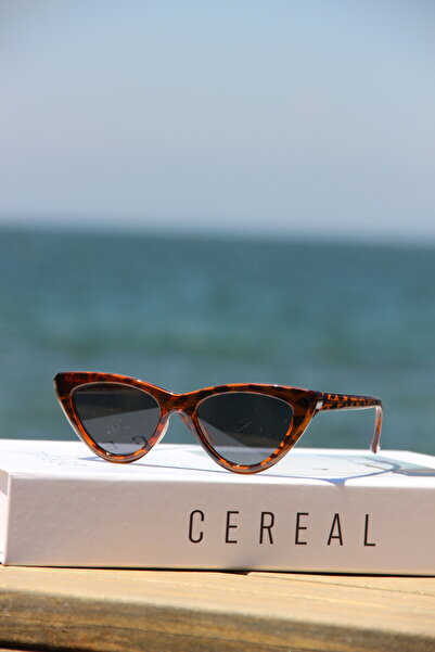 Mucemi Siyah Ultraviyole 400 Korumalı Cam Leopar Çerçeve Kadın Güneş Gözlüğü