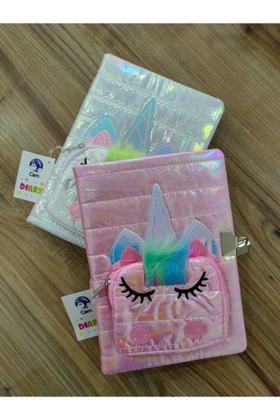 Dolphin Locking Scrapbook with Bag - Striped Notebook, Pink-White