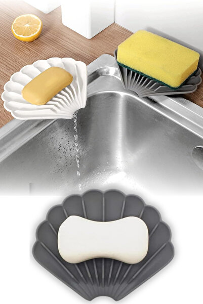 omilife Black Color Non-Slip Oyster Shaped Silicone Soap Dish Soap Storage Holder and Portable Soap Dish P