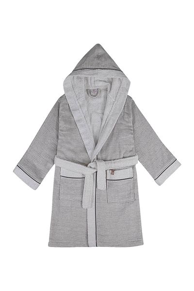 Ecocotton Μπουρνούζι Hasna Boy's 100% Organic Cotton Linen Melange 7-8 ετών Γκρι