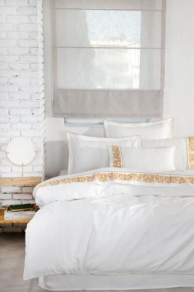 Ecocotton Hazel Battal Boy Nevresim Takımı %100 Organik Pamuk Saten Nakışlı K...