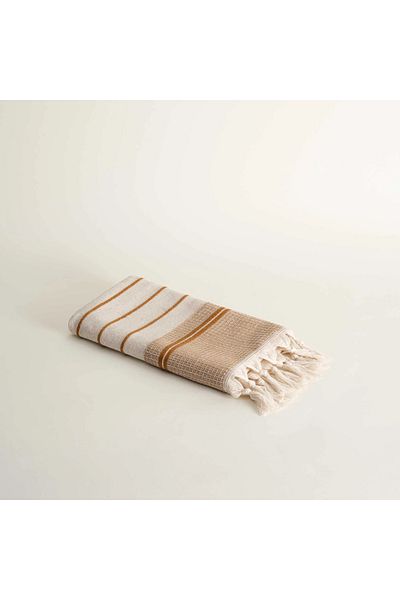 Ecocotton Prosop de față Arden 100% bumbac organic amestecat cânepă Prosop muștar-bej 50x80 cm