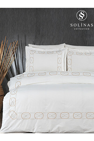 Solinas Collection Σετ Παπλωματοθήκη Bonita Διπλό - 100% Βαμβάκι, Κρεμ/Γκρι, ...