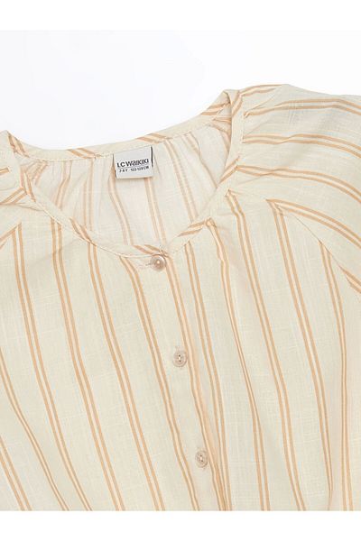 LC Waikiki Παιδικό πουκάμισο LCW Kids BEIGE Crew Neck για κορίτσια
