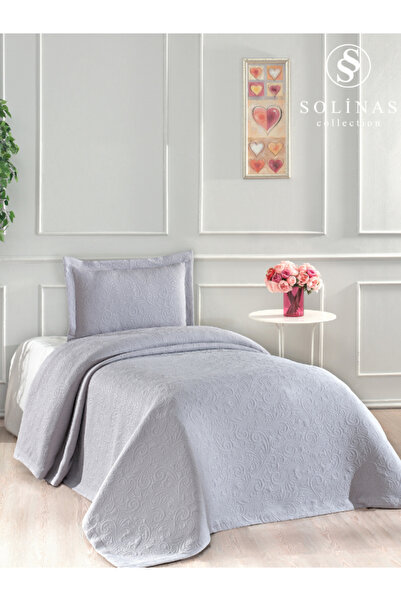 Solinas Collection Soldi Fiori Gri Tek Kişilik Yatak Örtüsü