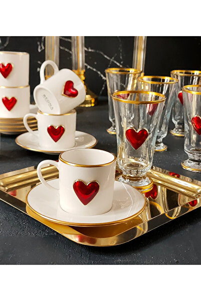 REGNA HOME Fine Living Regna Home Love 18 Parça 6 Kişilik Yaldızlı Kadehli Po...