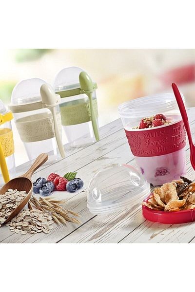 Roza's Home Titiz Take'n Go Practical Portable Snack and Yogurt Container with Spoon Ap-9199
