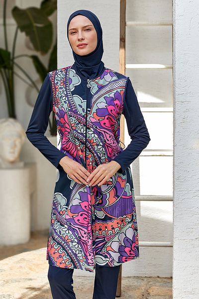 ROZAMAY Fully Covered Hijab Swimsuit 3306 Dark Navy Blue
