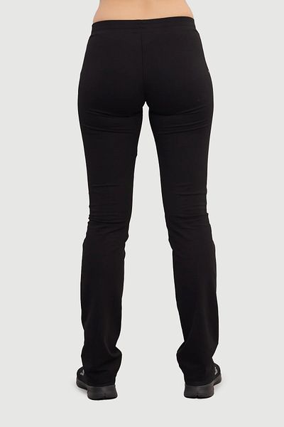 bilcee Pantaloni de sport din bumbac cu șireturi, negri, cu picioare plate, 7128