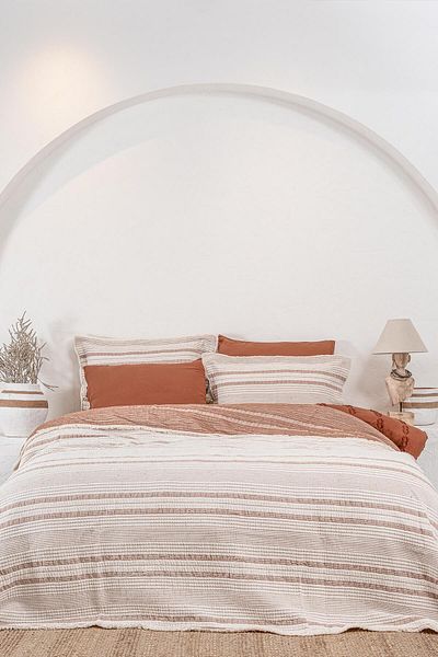 Ecocotton Hivda Double Bedspread - 100% Organic Cotton, Muslin Filled, Terra 240X260 Cm