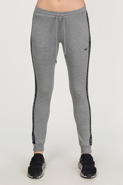 bilcee Women's Gray Printed Woven Detailed Cotton Knitted Trousers 2708