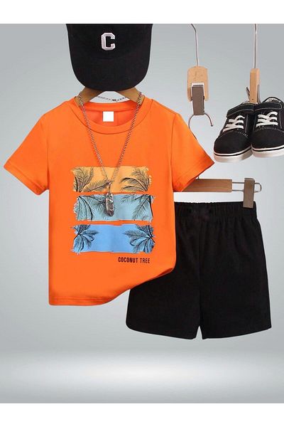 GLOWES Coconut Tree Printed Shorts Set