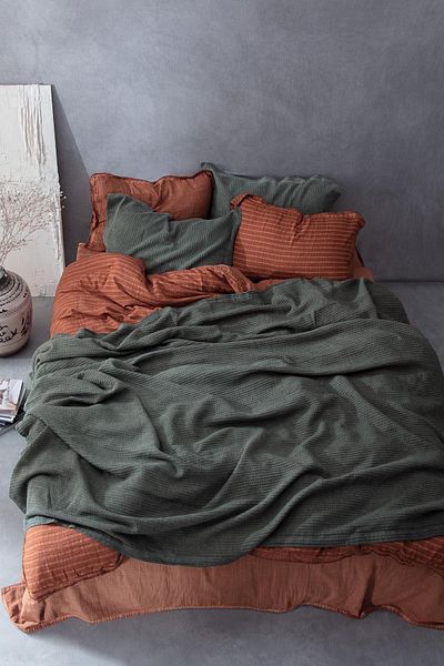 Ecocotton Кувертюра за легло Sara, 100% органичен памук, пике, зелена, 220x240 см