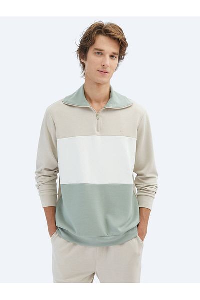 Kip Beige Stand Collar Sweatshirt