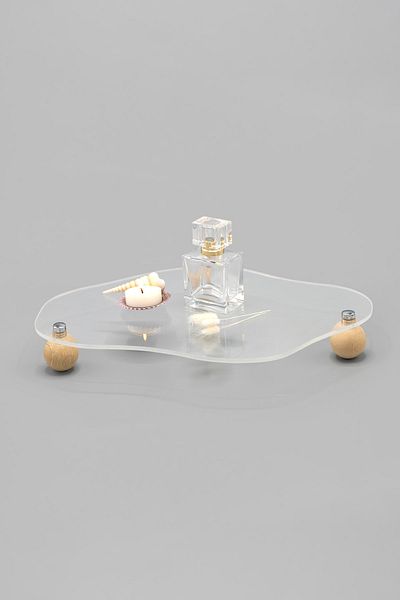 Pikas Wooden Ball Footed Curved Plexiglass Transparent Decorative Organizer Stand
