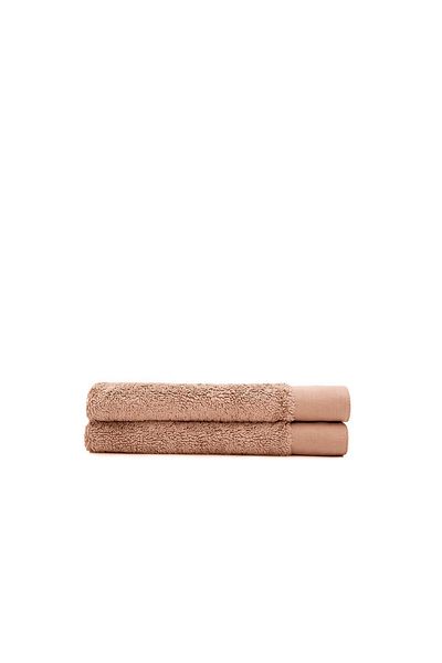 Ecocotton Σετ πετσετών χεριών από καθαρό βαμβάκι 2 τεμαχίων 100% οργανικό βαμβάκι με κεντημένο καφέ 30x50 cm