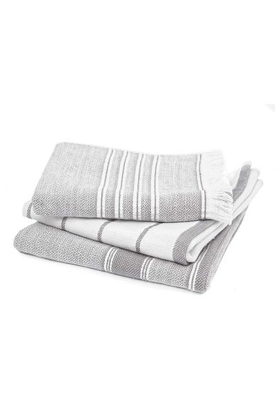 Ecocotton Prosop de uscare Elis 3 piese 100% bumbac organic vopsit cu fire țesute speciale gri-crem 40x60 cm