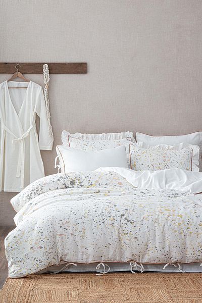 Ecocotton Ilya King Size Duvet Cover Set 100% Organic Cotton Muslin Cream 240x220 Cm