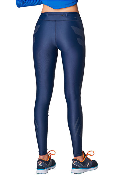 bilcee Kadın Lacivert Yüksek Bel Arka Cep Detaylı Parlak Esnek ve Toparlayıcı Spor Tayt 0903