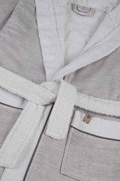 Ecocotton Hasna Boy's Bathrobe 100% Organic Cotton Linen Melange 7-8 Years Gray
