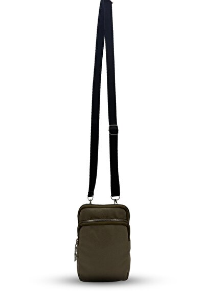 Bersia Γυναικεία δερμάτινη τσάντα τηλεφώνου Mink 2 θέσεων