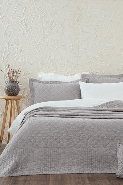 Ecocotton Set Cuvertură Pat Dublu Reha 100% Bumbac Gri Deschis 240X260 Cm
