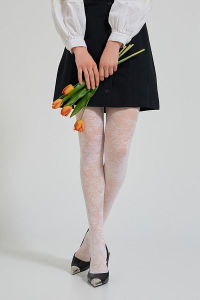Katia&Bony Women's Thin Pantyhose with White Lace Detail