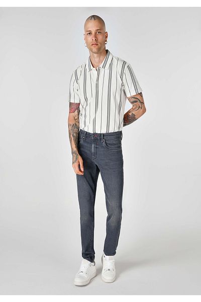 Colin's 041 Pantaloni negri pentru bărbați, slim fit, cu talie joasă, cu picioare înguste